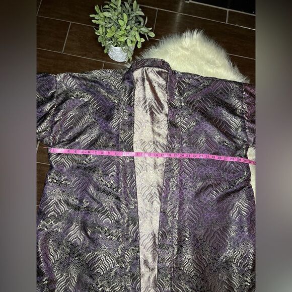Purple and Gold open front long length Kimono L/XL - Picture 4 of 6